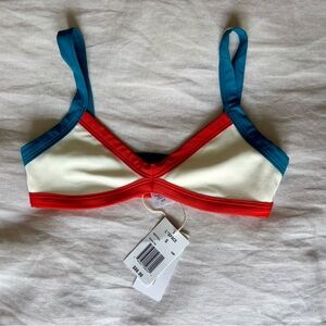 L*Space Bikini Top Size Small Red/Cream/Teal